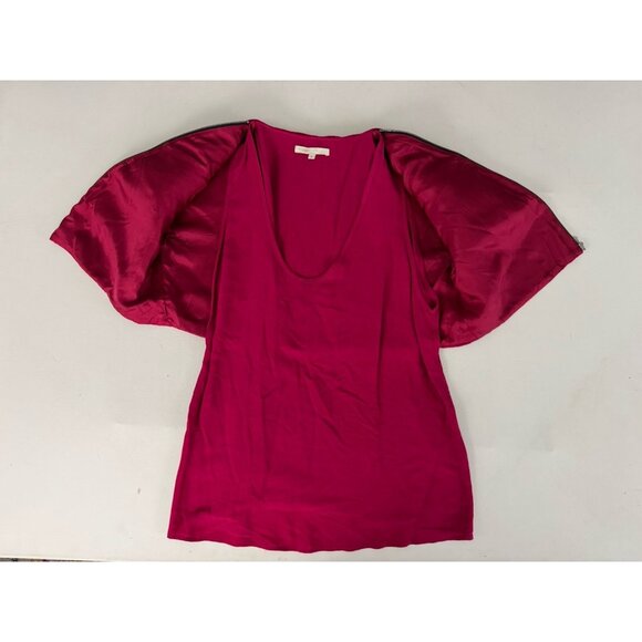 MAJE Cherry Red Cap Sleeve Zip Front Top With Tank Underlay Sz 3 US L - Picture 5 of 8